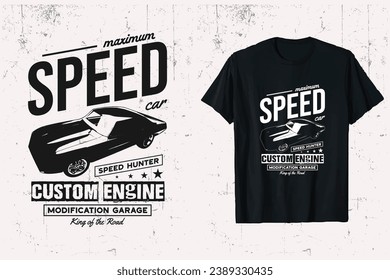 Vintage Classic Car T-shirt Design. American Old vector t-shirt template. car t shirt design graphic. pritns black and white tshirt.