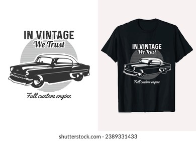 Vintage Classic Car T-shirt Design. American Old vector t-shirt template. car t shirt design graphic. print black and white tshirt.