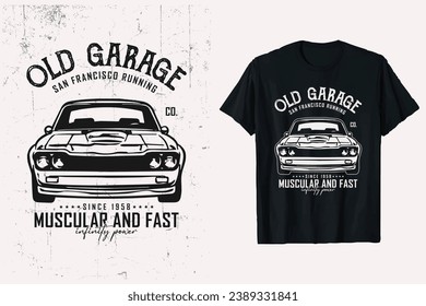 Vintage Classic Car T-shirt Design. American Old vector t-shirt template. car t shirt design graphic. prints black and white tshirt.