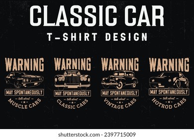 Vintage Classic Car T-shirts Designs Bundle.