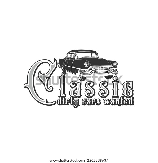 Vintage classic car\
typography illustraton