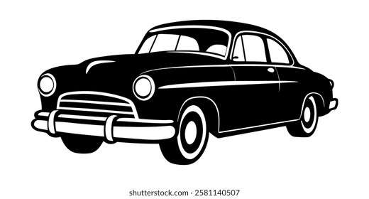 vintage classic car vector icon DESIGN. retro 1950s automobile design. timeless luxury car illustration.