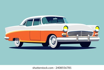 Vintage Classic Car vector Illustration, Classic car retro style isolated background