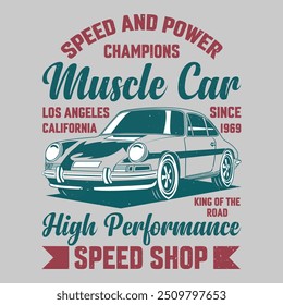 Vintage classic car vector illustration for t shirt, poster etc