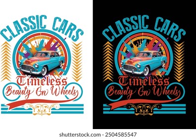 vintage classic cars t-shirt design logo