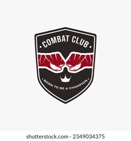 Vintage Classic Combat Club Logo badge emblem design, Fighting club, Boxing vector on white background