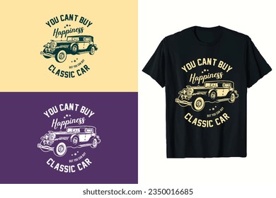 Vintage Classic Custom Classic Car muscle and old vector graphics template. 