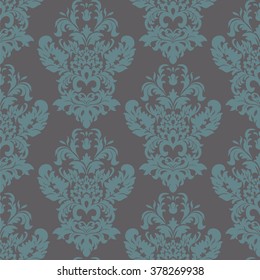 Vintage Classic Damask acanthus leaf ornament element. Luxury texture for wallpapers, backgrounds and invitation cards. arctic blue color. Vector