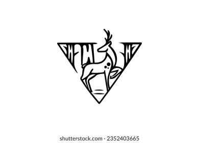 vintage classic deer line vector