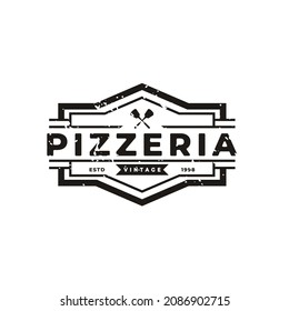 Vintage Classic Emblem Badge Spatula Pizza Pizzeria Logo Design Inspiration