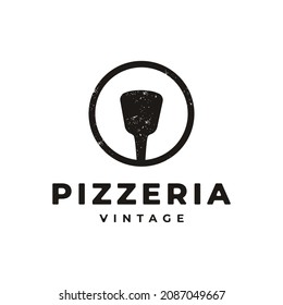 Vintage Classic Emblem Badge Spatula Pizza Pizzeria Logo Design Inspiration
