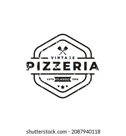 Inspiración de diseño del logotipo de la Pizza Pizzeria del emblema de la insignia clásica de época