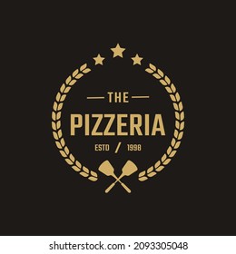 Vintage Classic Emblem Badge Spatula Pizza Pizzeria Logo Design Inspiration