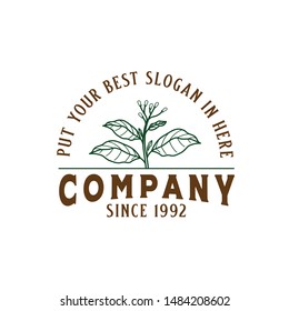 Vintage classic farming logo design with tobacco plant graphics