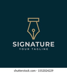 Vintage Classic Fountain Pen, Signature, Write Line Logo Design