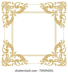 Vintage classic frame. Damask design. Vector baroque element. Perfect as invitation or announcement.