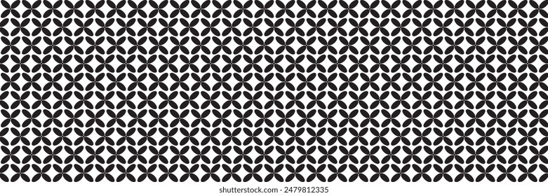 Vintage classic geometric tiles. Black and white vector abstract flower background. Classic architectural flooring surface.