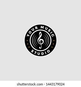 Vintage Classic Gramophone Music Vinyl Record logo design