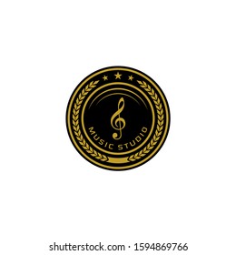 Vintage classic gramophone music vinyl record logo design