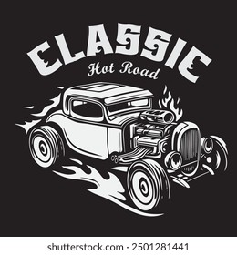 Vintage classic hot road illustration for logo, patch and label purposes