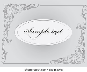 Vintage Classic Invitation card with damask silver luxury ornament. Vector