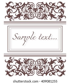 Vintage Classic Invitation card with damask luxury ornament. Vector