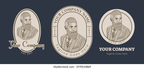 Vintage classic men logo set. This file includes 3 styles. I present this to all of you vintage style lovers.
