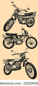 vintage classic motorcycle hand draw collection vector illustration 