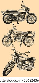 vintage classic motorcycle hand draw collection vector illustration 