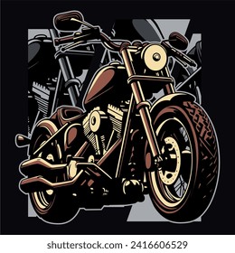 Vintage Classic Motorcycle Vector Illustration. A gleaming vintage motorcycle captured in bold screen print style. Retro design