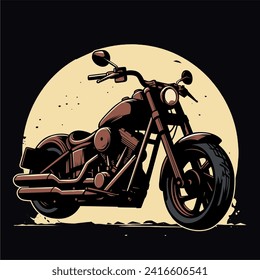 Vintage Classic Motorcycle Vector Illustration. A gleaming vintage motorcycle captured in bold screen print style. Retro design