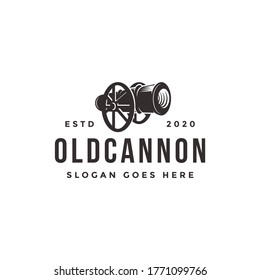 Vintage classic old cannon logo icon vector template on white background