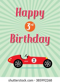 Vintage Classic Old Car Happy 3rd Birthday Card