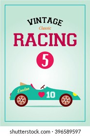vintage classic old car racing fun card