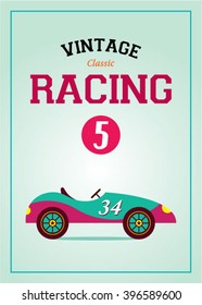vintage classic old car racing fun card