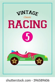 vintage classic old car racing fun card