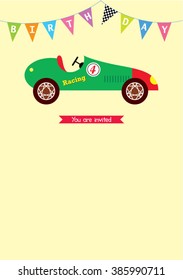 vintage classic race car birthday greeting card vector 