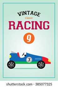 vintage classic race car racing poster graphic vector illustration
