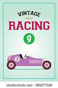 vintage classic race car racing poster graphic vector illustration