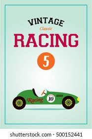 vintage classic racing car poster vector
