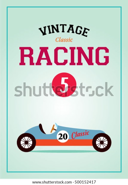 vintage classic racing\
car poster vector