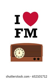vintage classic radio i love fm vector