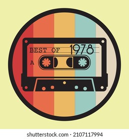 Vintage Classic Retro Cassette Tape. Colors of the 70s. Background, Wallpaper, Wrapping paper.