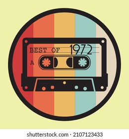 Vintage Classic Retro Cassette Tape. Colors of the 70s. Background, Wallpaper, Wrapping paper.