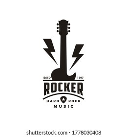 Vintage Classic Rock Country Guitar Music Vintage Retro Emblem Badge Label Stamp logo design