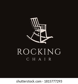 Vintage classic rocking chair logo vector on dark room