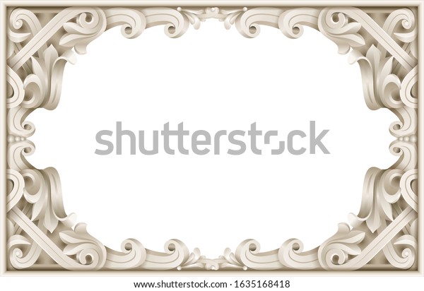 Vintage Classic Rococo Baroque Frame Vector 스톡 벡터(로열티 프리) 1635168418 ...