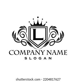 Vintage and classic royal logo design of alphabet L crown with beautiful design vector illustration ESP 8