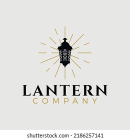 Vintage classic shinning streetlamp lantern logo icon template on white background