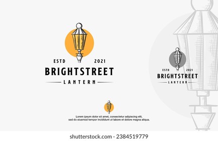 Vintage Classic Shirt Laterne Logo Symbol Vektorvorlage, führen Sie die Art Logo-Design, Bright Street Logo Vorlage